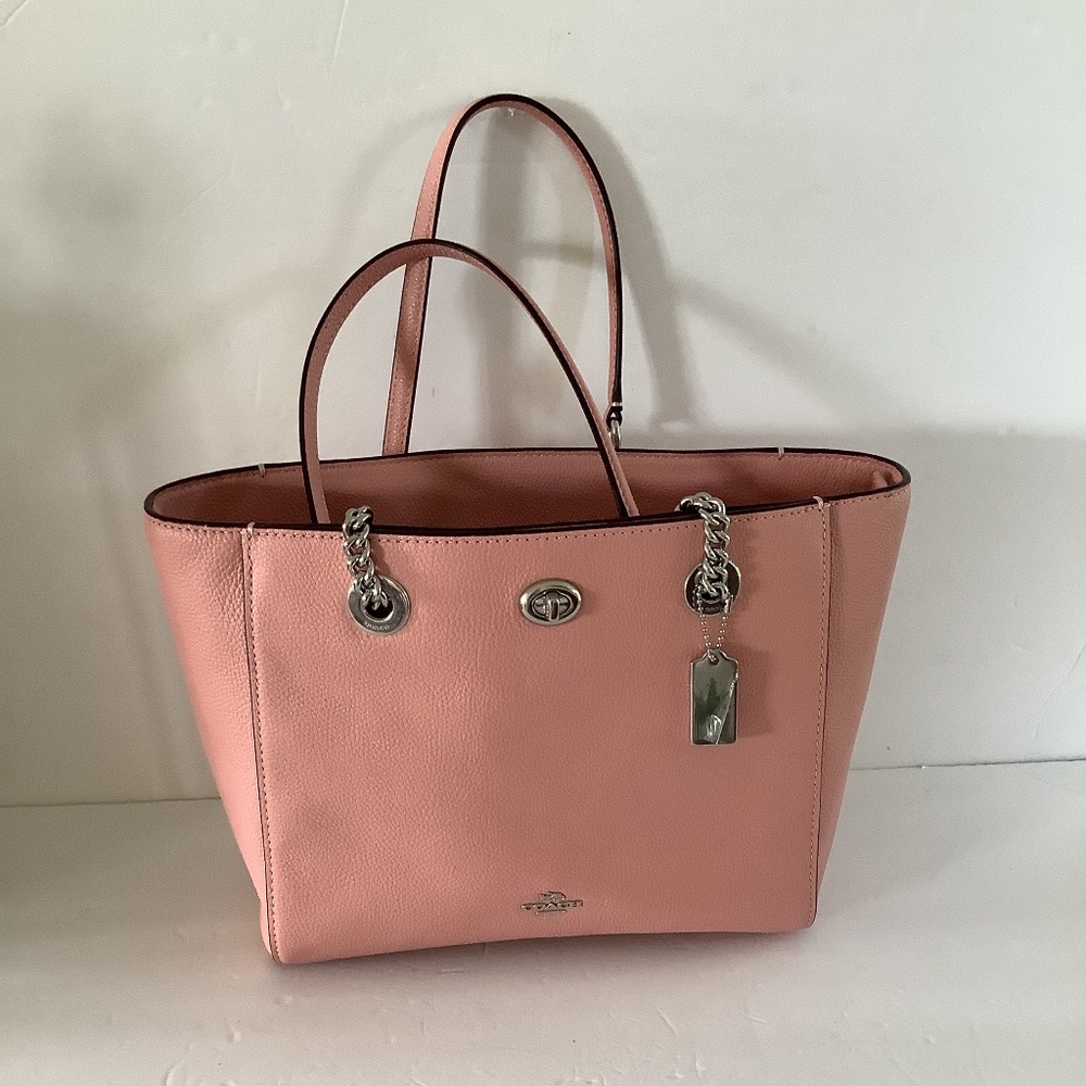 Genuine Coach Pink Handbag with silver chain Hardware brand new